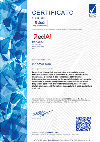 Certificato ISO 37001