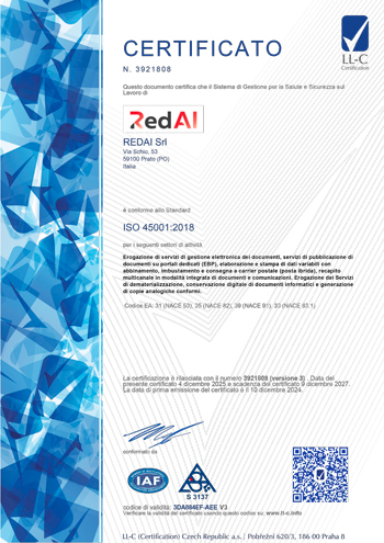 Certificato ISO 25001