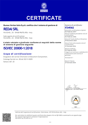Certificato ISO 20000-1